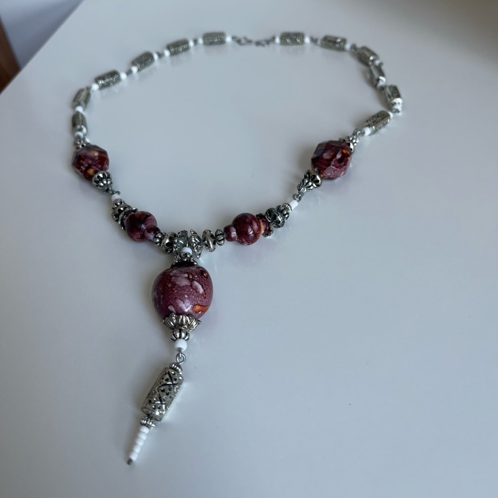 ☀️3/15$ NWOT Funky Stone and Intricate Bead Necklace